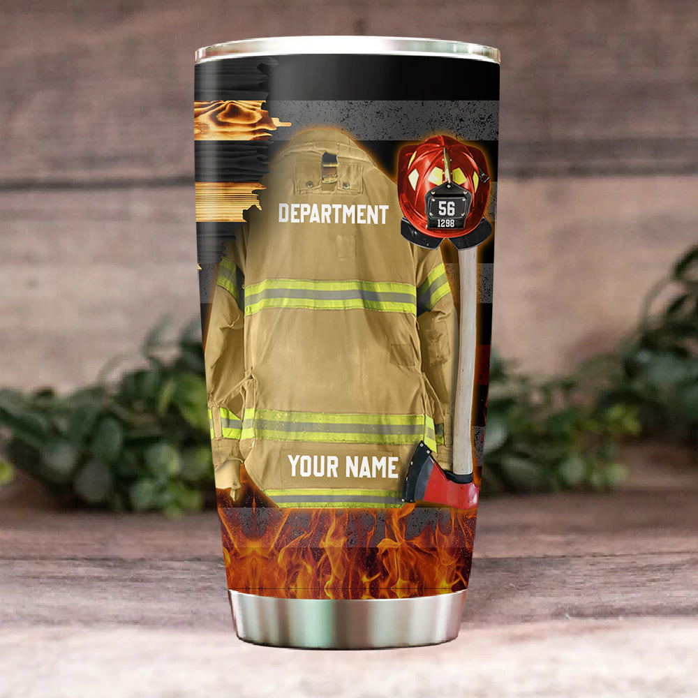 Personalized Tumbler Gift For Firefighter For Fireman - Custom Logo Clothes And Helmet Firefighter Tumbler K1702 Trhn