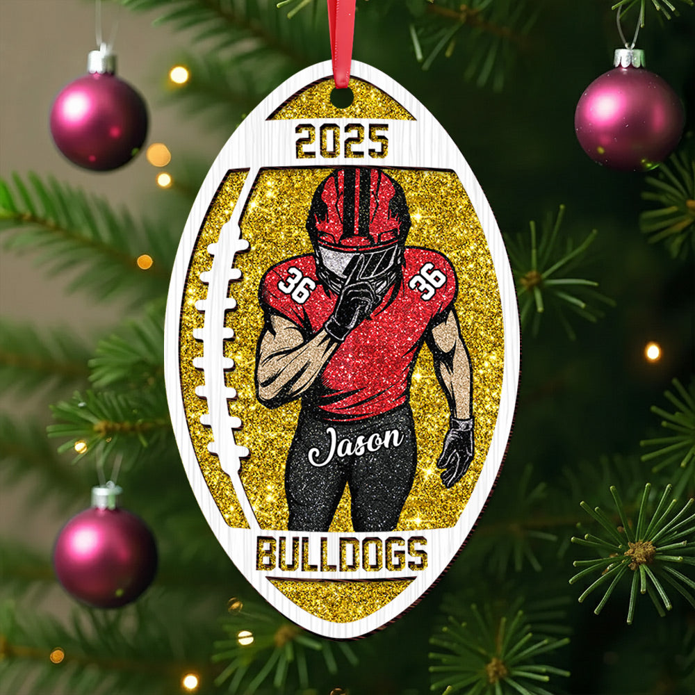 Football Player Acrylic 2 Layers Personalized Christmas Ornament Custom Name Number Football Team Gift Tu24 Do99
