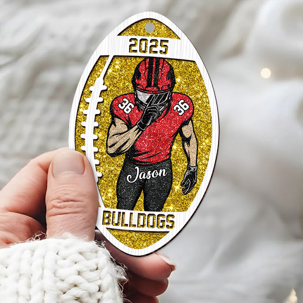 Football Player Acrylic 2 Layers Personalized Christmas Ornament Custom Name Number Football Team Gift Tu24 Do99