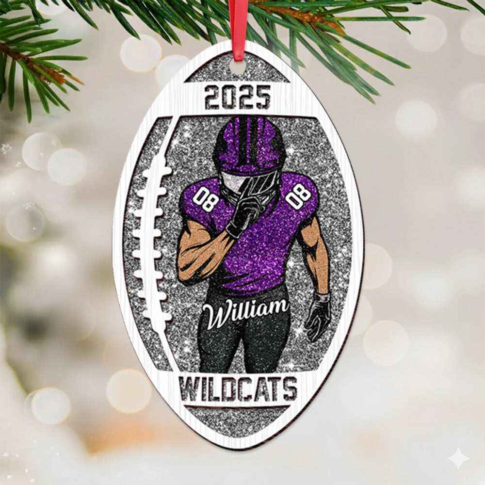 Football Player Acrylic 2 Layers Personalized Christmas Ornament Custom Name Number Football Team Gift Tu24 Do99