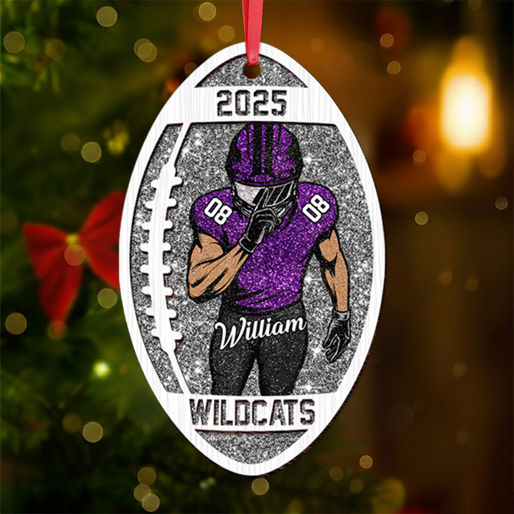 Football Player Acrylic 2 Layers Personalized Christmas Ornament Custom Name Number Football Team Gift Tu24 Do99