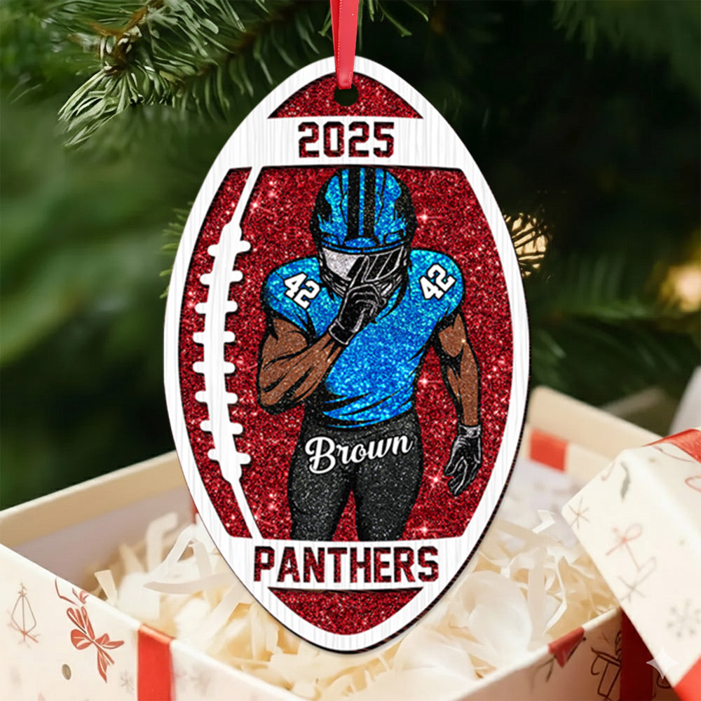 Football Player Acrylic 2 Layers Personalized Christmas Ornament Custom Name Number Football Team Gift Tu24 Do99
