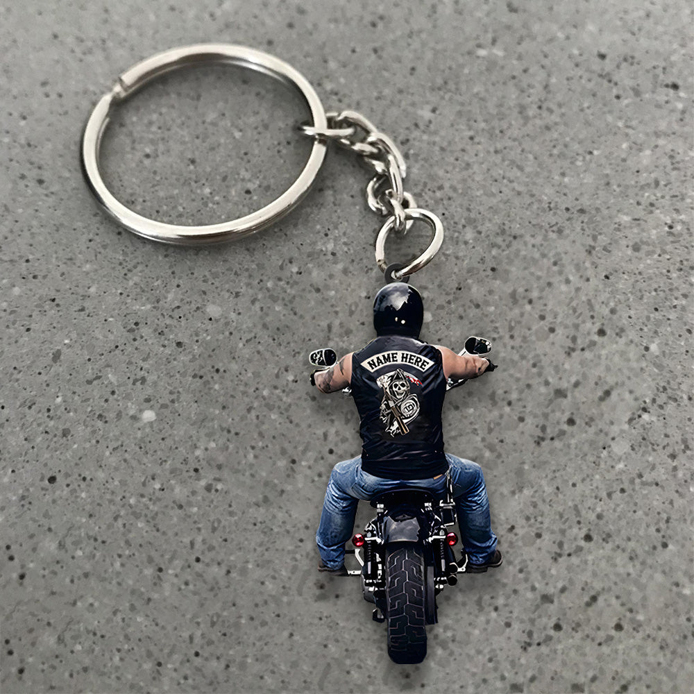 Biker Personalized Shaped Acrylic Keychain Gift For Biker Lovers