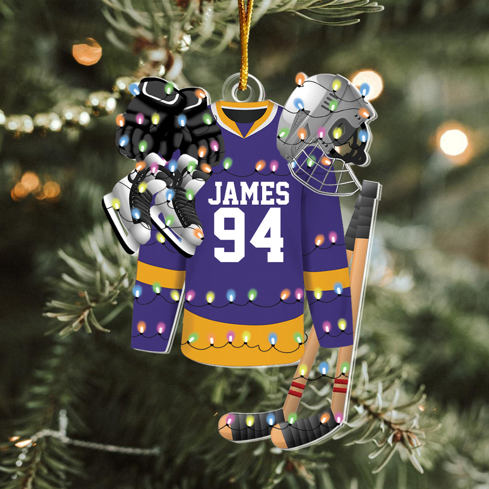 Hockey Apparel and Equipment Personalized Christmas Acrylic Ornament Tu20