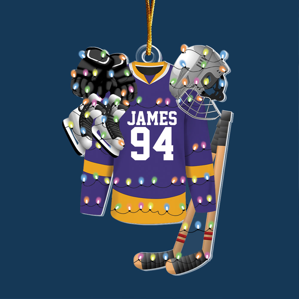 Hockey Apparel and Equipment Personalized Christmas Acrylic Ornament Tu20