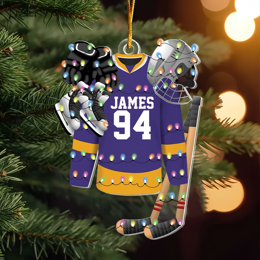Hockey Apparel and Equipment Personalized Christmas Acrylic Ornament Tu20