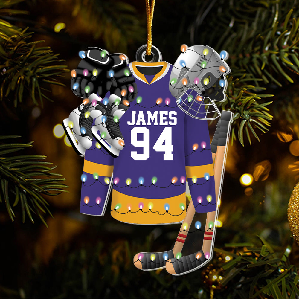 Hockey Apparel and Equipment Personalized Christmas Acrylic Ornament Tu20