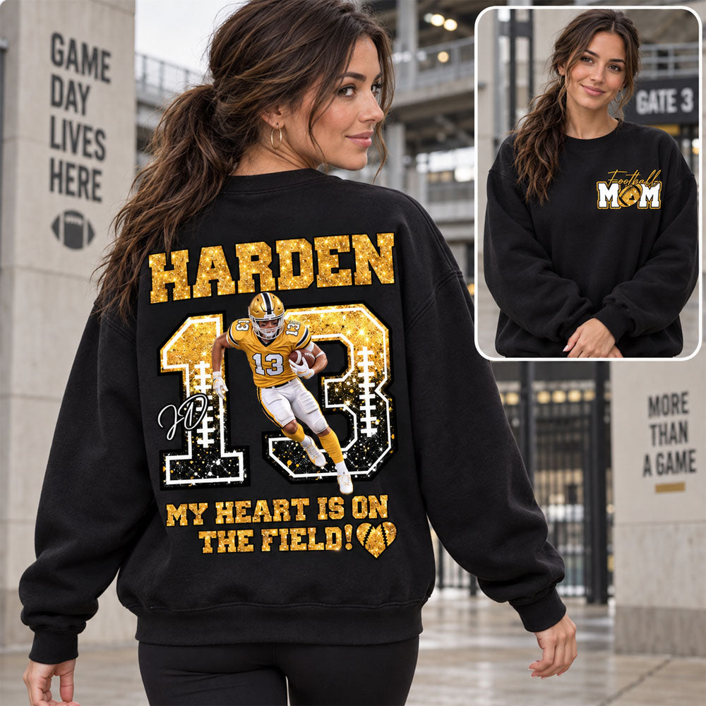 Personalized My Heart Is On That Field Shirt - Custom Photos American Football Players NA04 Nh00
