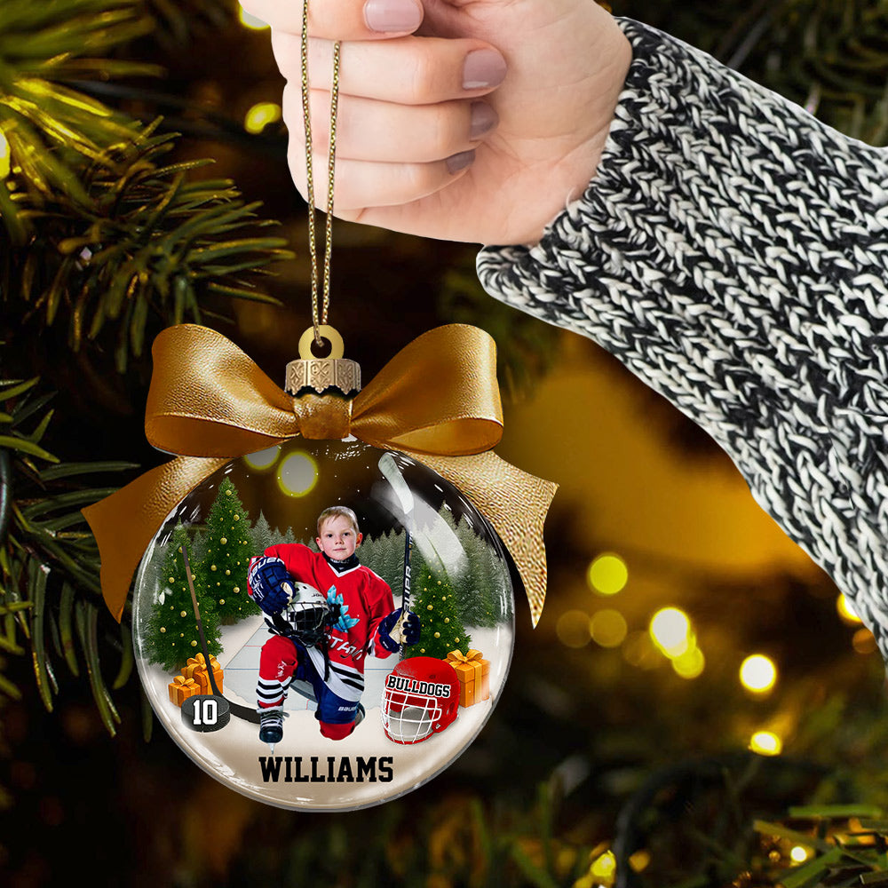  Custom Photo - Ice Hockey Season Is Coming Personalized Ice Hockey Transparent Ornament Tu24 Li29