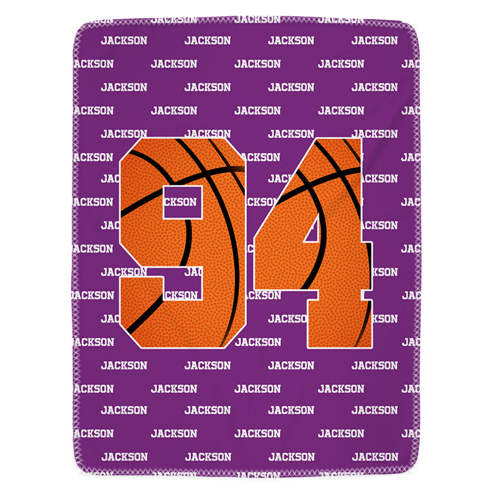 Personalized Cozy Baseball Basketball Number Soft Blanket with Name Birthday Father's Day Gift for Sports Fan Tu20