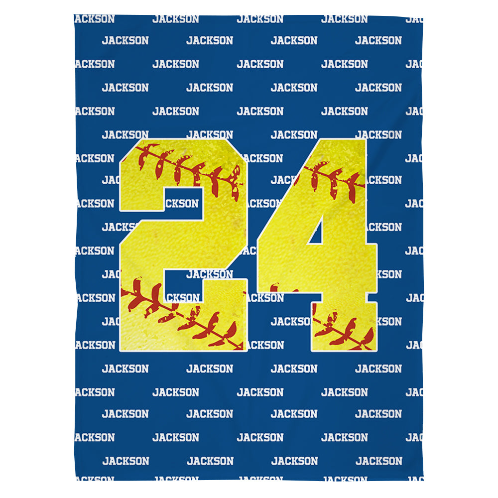 Personalized Cozy Baseball Basketball Number Soft Blanket with Name Birthday Father's Day Gift for Sports Fan Tu20