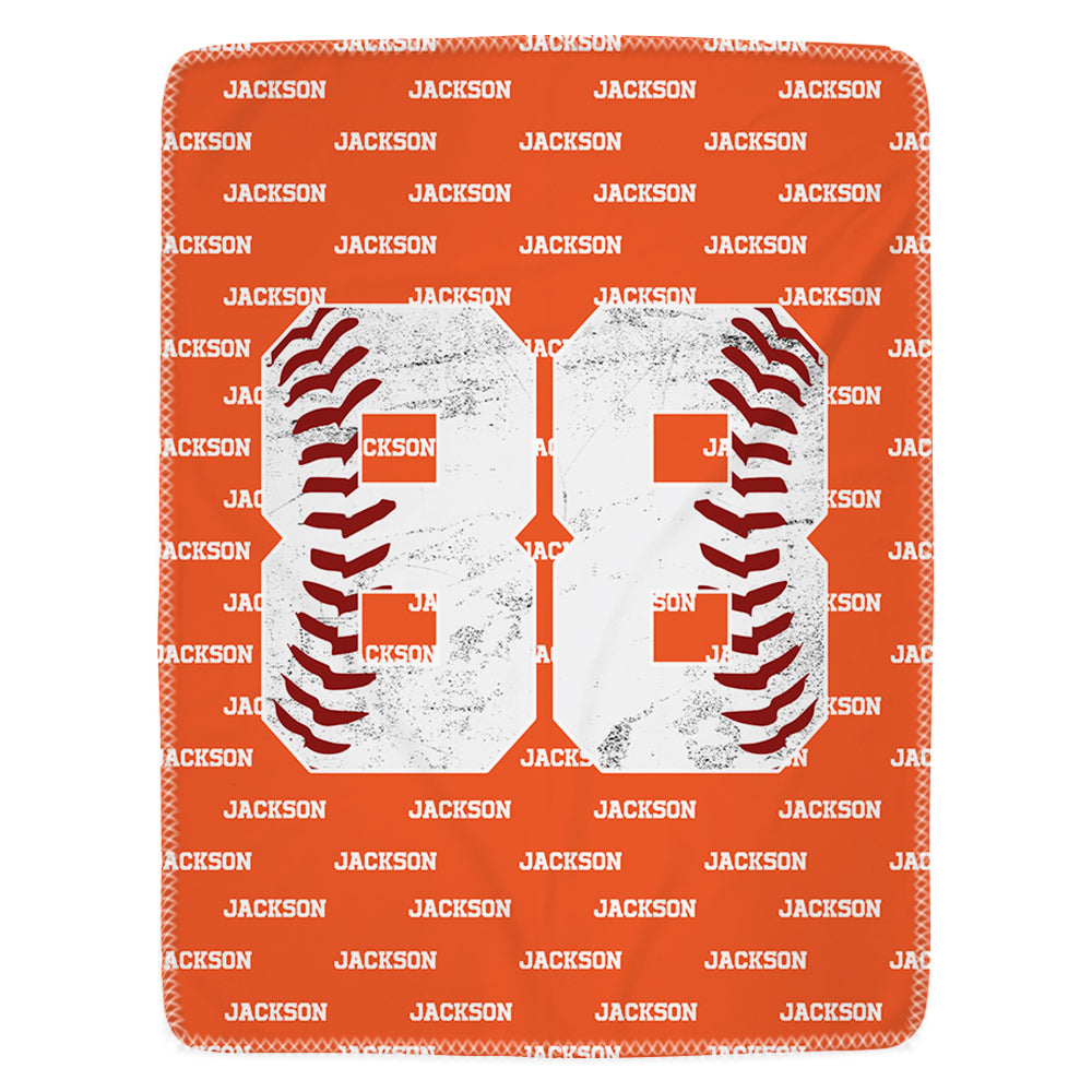 Personalized Cozy Baseball Basketball Number Soft Blanket with Name Birthday Father's Day Gift for Sports Fan Tu20