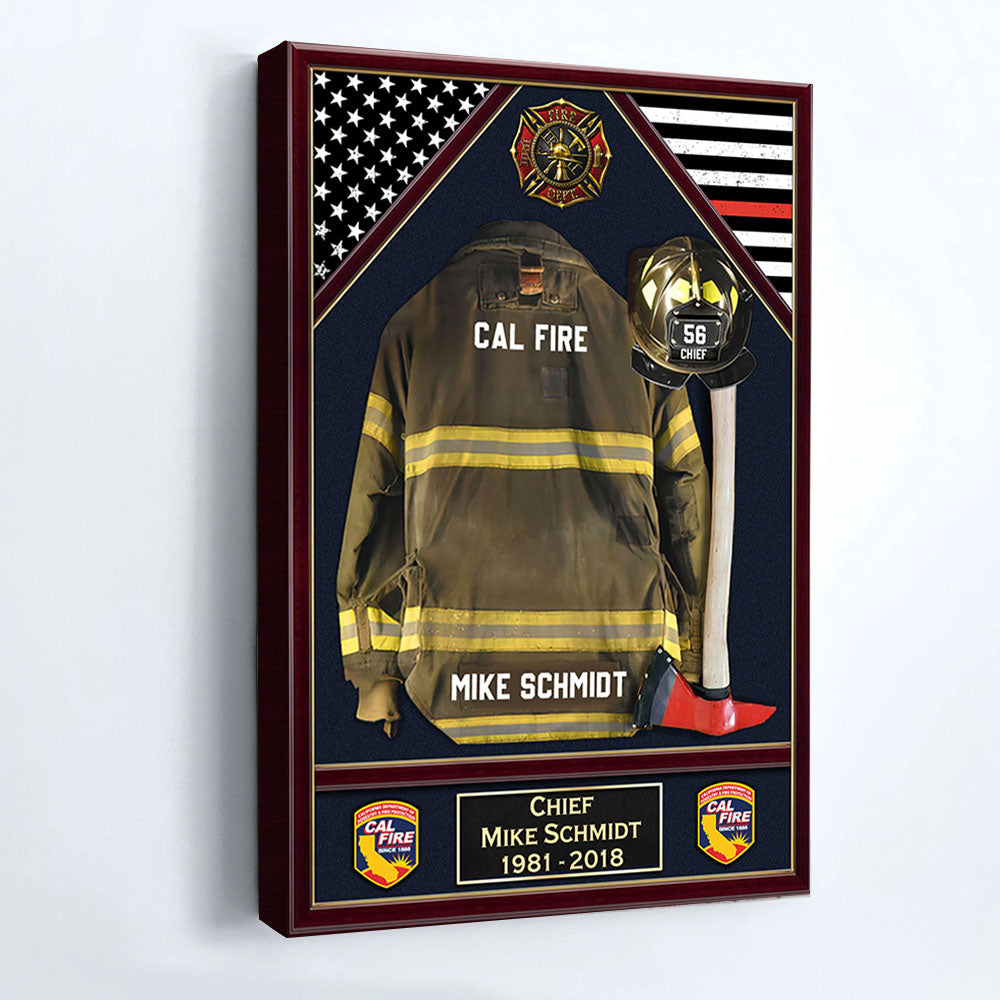 U.S. Firefighter Shadow Boxes Uniform Personalized Poster Canvas For Firefighter And Retired Firefighter K1702 Trhn
