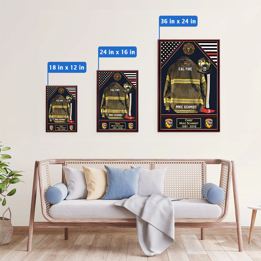 U.S. Firefighter Shadow Boxes Uniform Personalized Poster Canvas For Firefighter And Retired Firefighter K1702 Trhn
