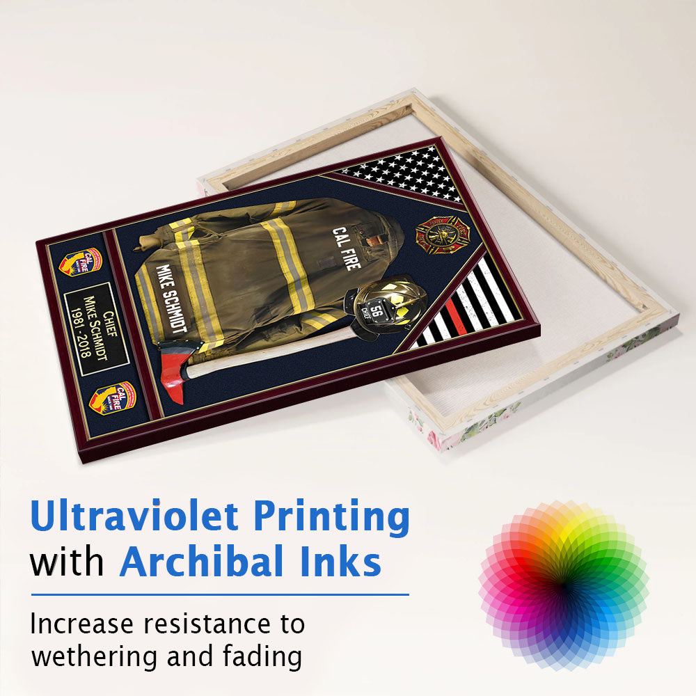 U.S. Firefighter Shadow Boxes Uniform Personalized Poster Canvas For Firefighter And Retired Firefighter K1702 Trhn