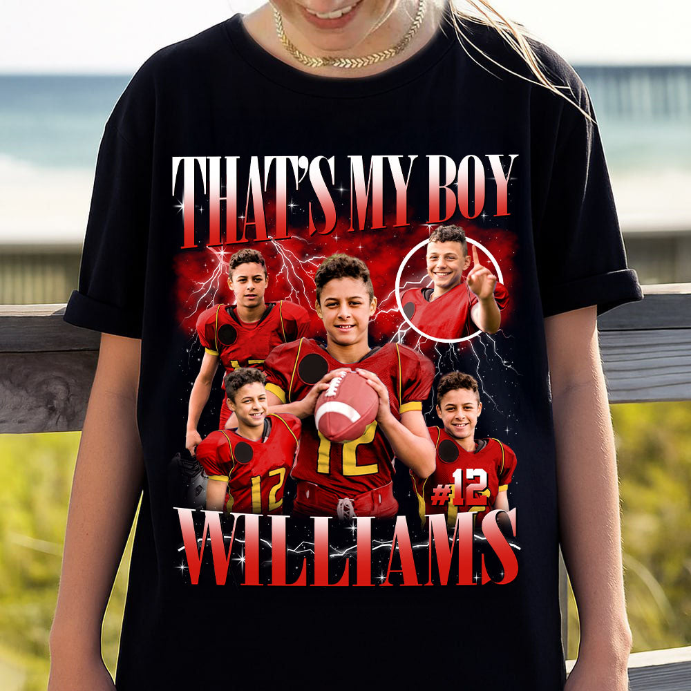 Custom Photo Vintage Graphic 90s T-shirt That My Boy Football Gameday Shirt Custom Bootleg Rap Tee Tu24 Pt99