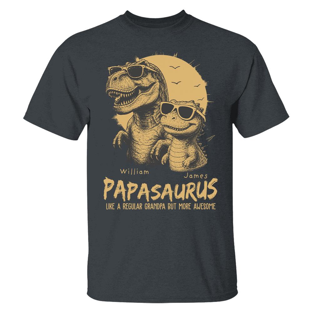 Personalized Grandpasaurus Shirt with Custom Kids Names, Funny Grandpa Family T Shirt for Papa Daddy, Father's Day Birthday Gift Hv01