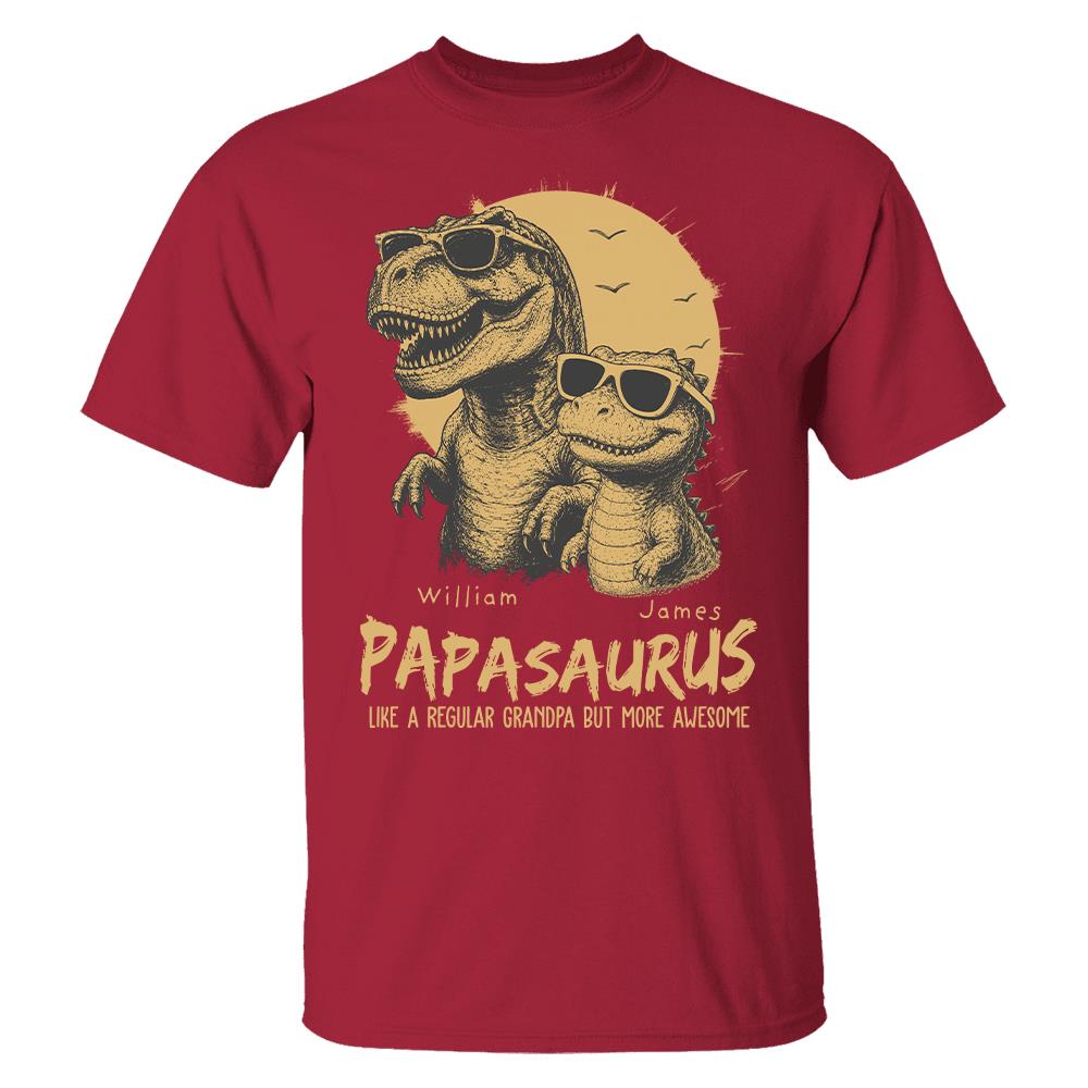 Personalized Grandpasaurus Shirt with Custom Kids Names, Funny Grandpa Family T Shirt for Papa Daddy, Father's Day Birthday Gift Hv01