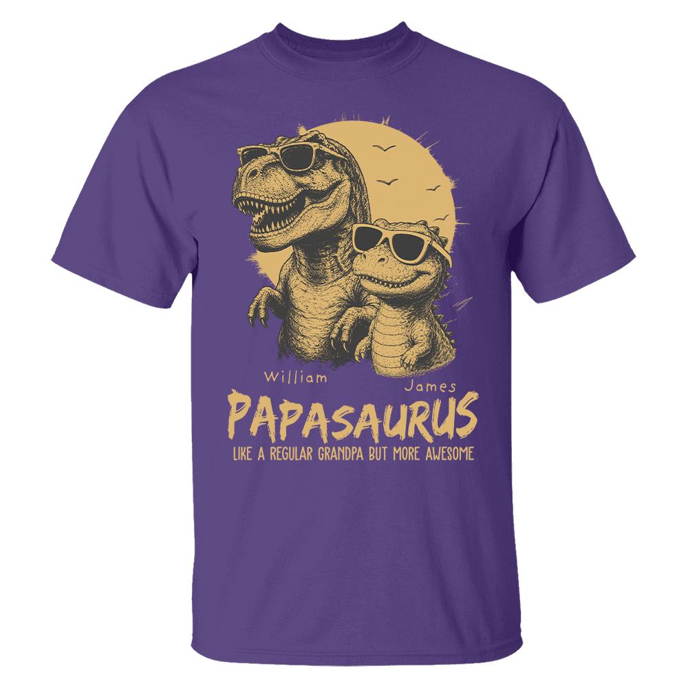 Personalized Grandpasaurus Shirt with Custom Kids Names, Funny Grandpa Family T Shirt for Papa Daddy, Father's Day Birthday Gift Hv01