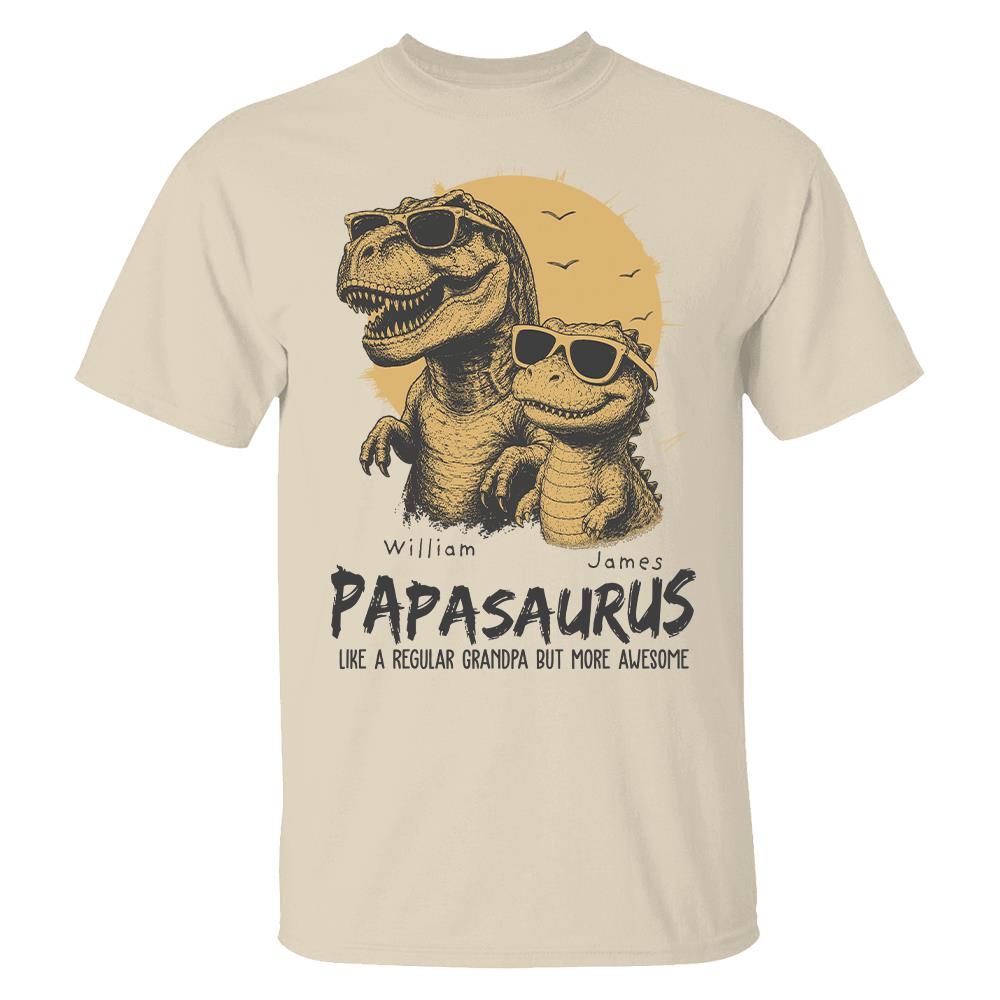 Personalized Grandpasaurus Shirt with Custom Kids Names, Funny Grandpa Family T Shirt for Papa Daddy, Father's Day Birthday Gift Hv01