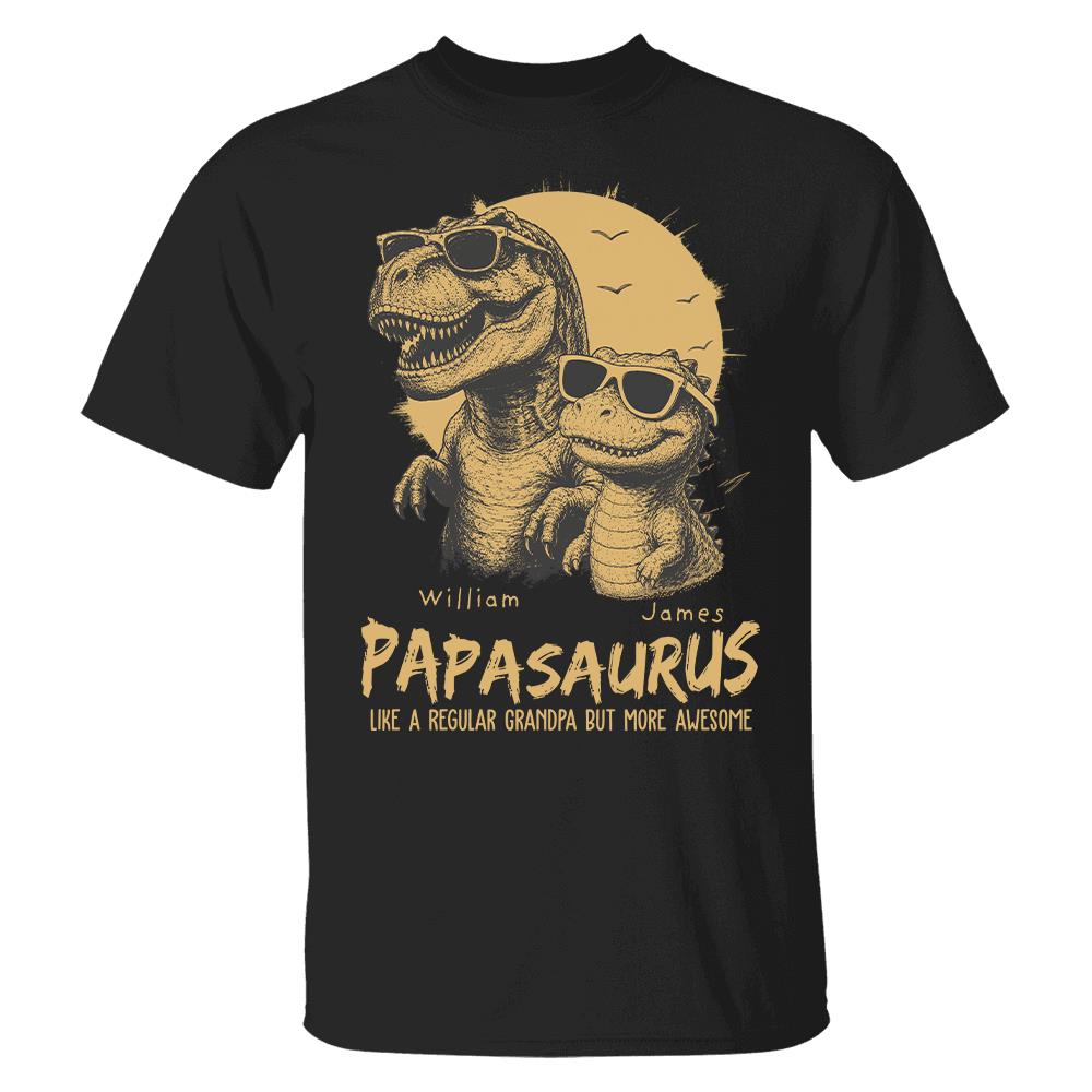 Personalized Grandpasaurus Shirt with Custom Kids Names, Funny Grandpa Family T Shirt for Papa Daddy, Father's Day Birthday Gift Hv01