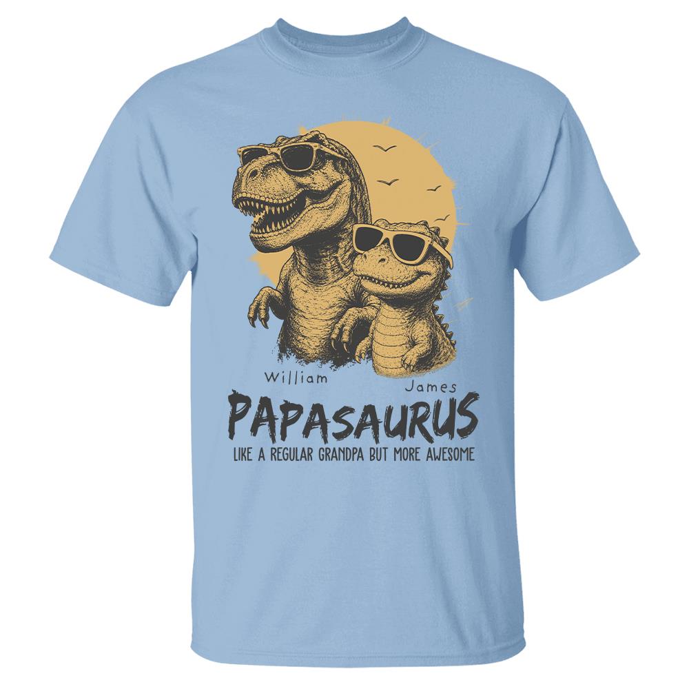 Personalized Grandpasaurus Shirt with Custom Kids Names, Funny Grandpa Family T Shirt for Papa Daddy, Father's Day Birthday Gift Hv01