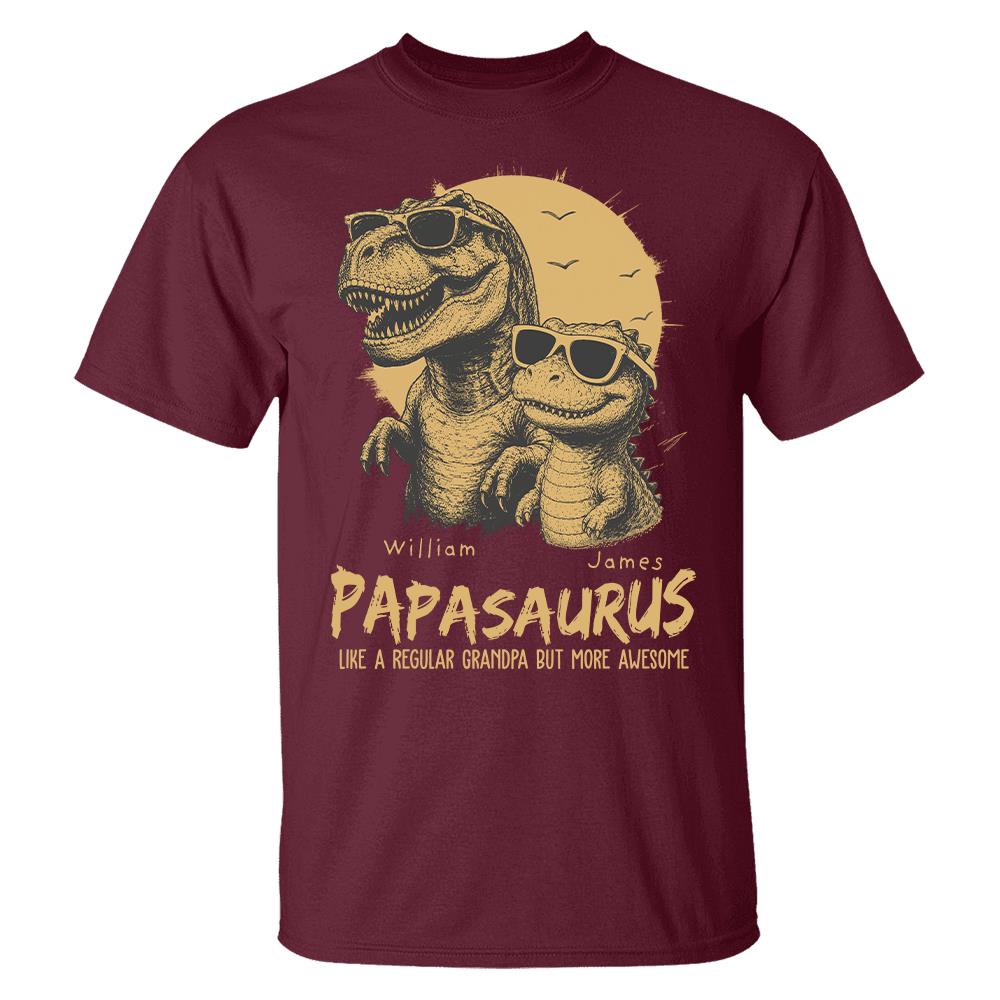 Personalized Grandpasaurus Shirt with Custom Kids Names, Funny Grandpa Family T Shirt for Papa Daddy, Father's Day Birthday Gift Hv01