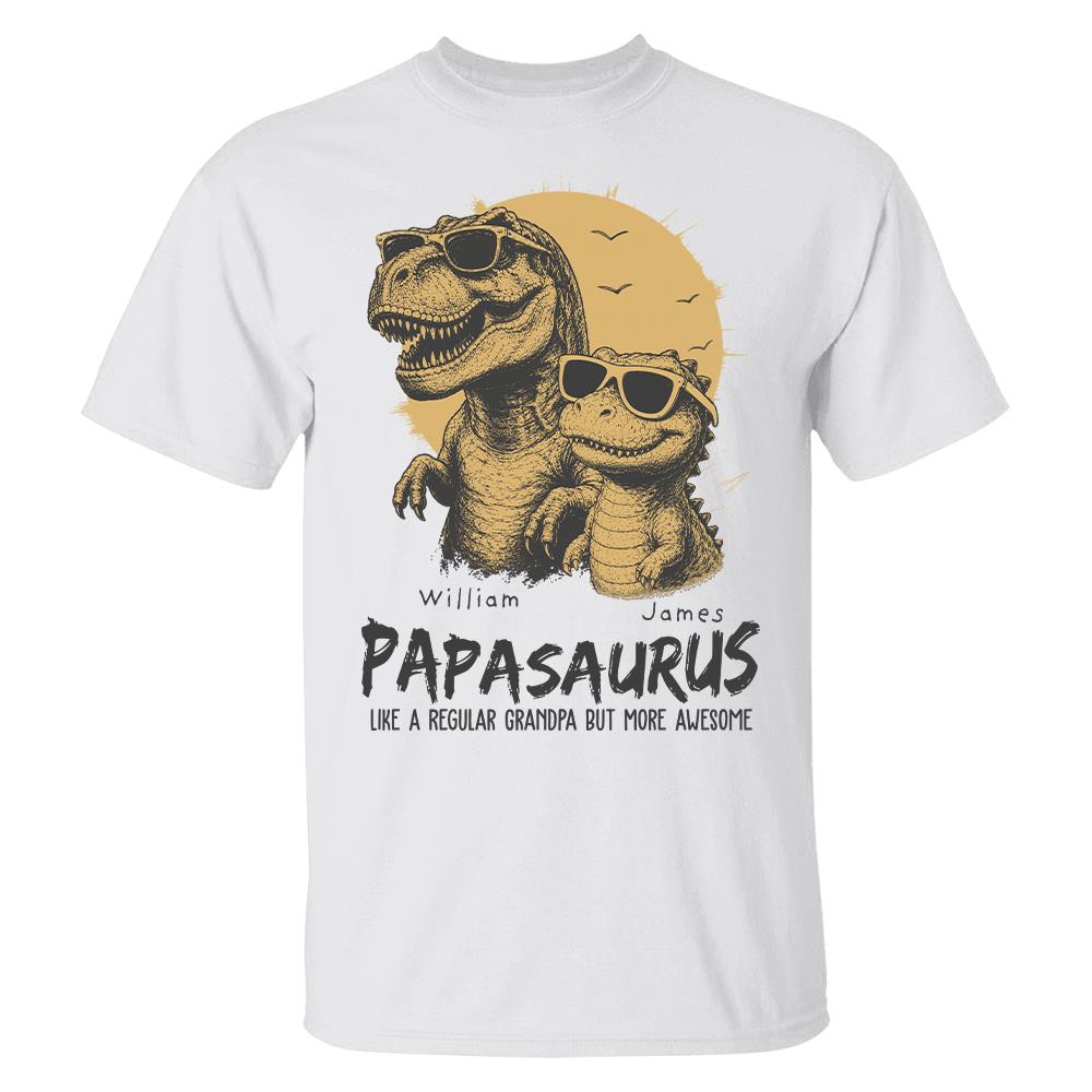Personalized Grandpasaurus Shirt with Custom Kids Names, Funny Grandpa Family T Shirt for Papa Daddy, Father's Day Birthday Gift Hv01