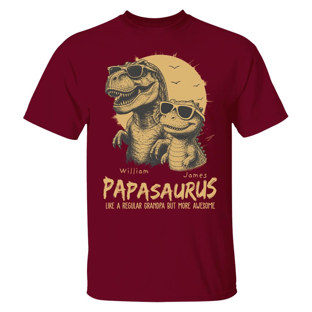 Personalized Grandpasaurus Shirt with Custom Kids Names, Funny Grandpa Family T Shirt for Papa Daddy, Father's Day Birthday Gift Hv01