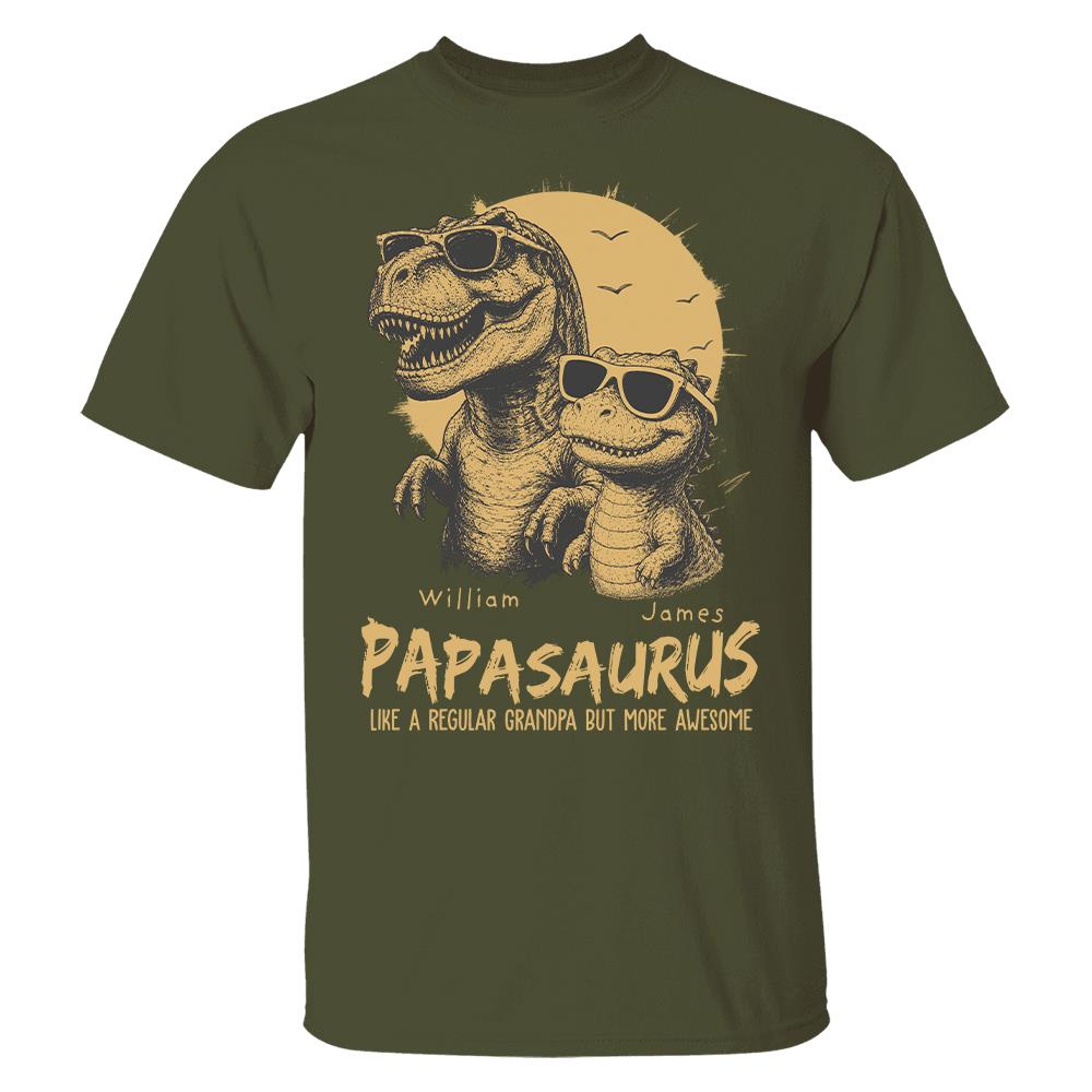 Personalized Grandpasaurus Shirt with Custom Kids Names, Funny Grandpa Family T Shirt for Papa Daddy, Father's Day Birthday Gift Hv01