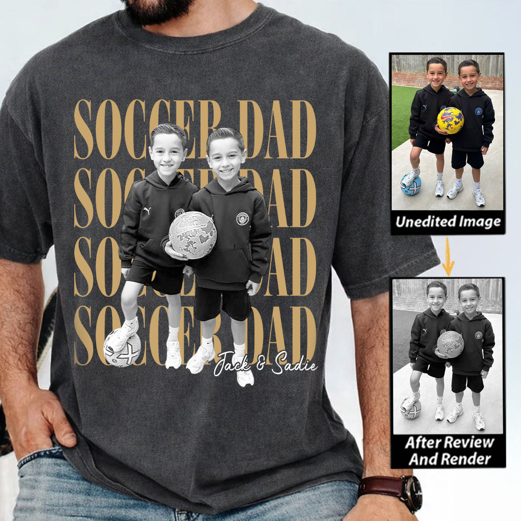 Soccer Dad Shirt, Personalized Photo Shirt for Dad, Custom Soccer Dad Tee, Father’s Day Gift for Soccer Dad, Sports Dad T-Shirt Na02 VH01