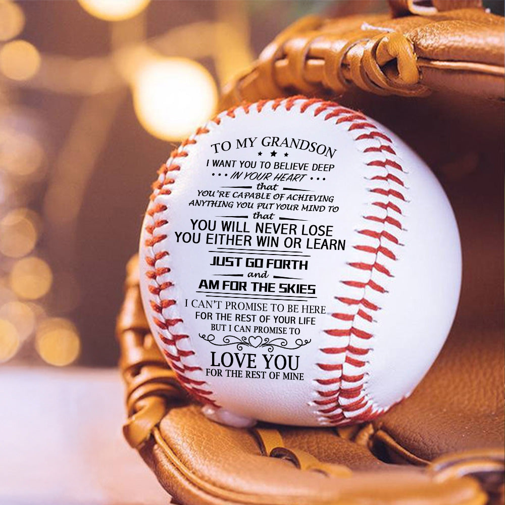 To My GrandSon You Will Never Lose Baseball Ball, Personalized Engraved Baseball, Gift For Mom Tu24