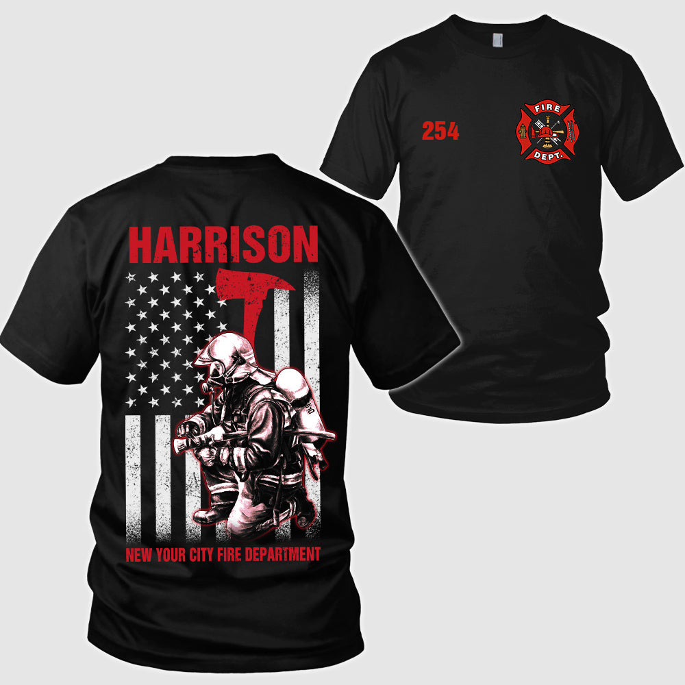 Personalized Firefighter Shirts Custom Name and Number Fireman All Over Print Shirt K1702 Trhn