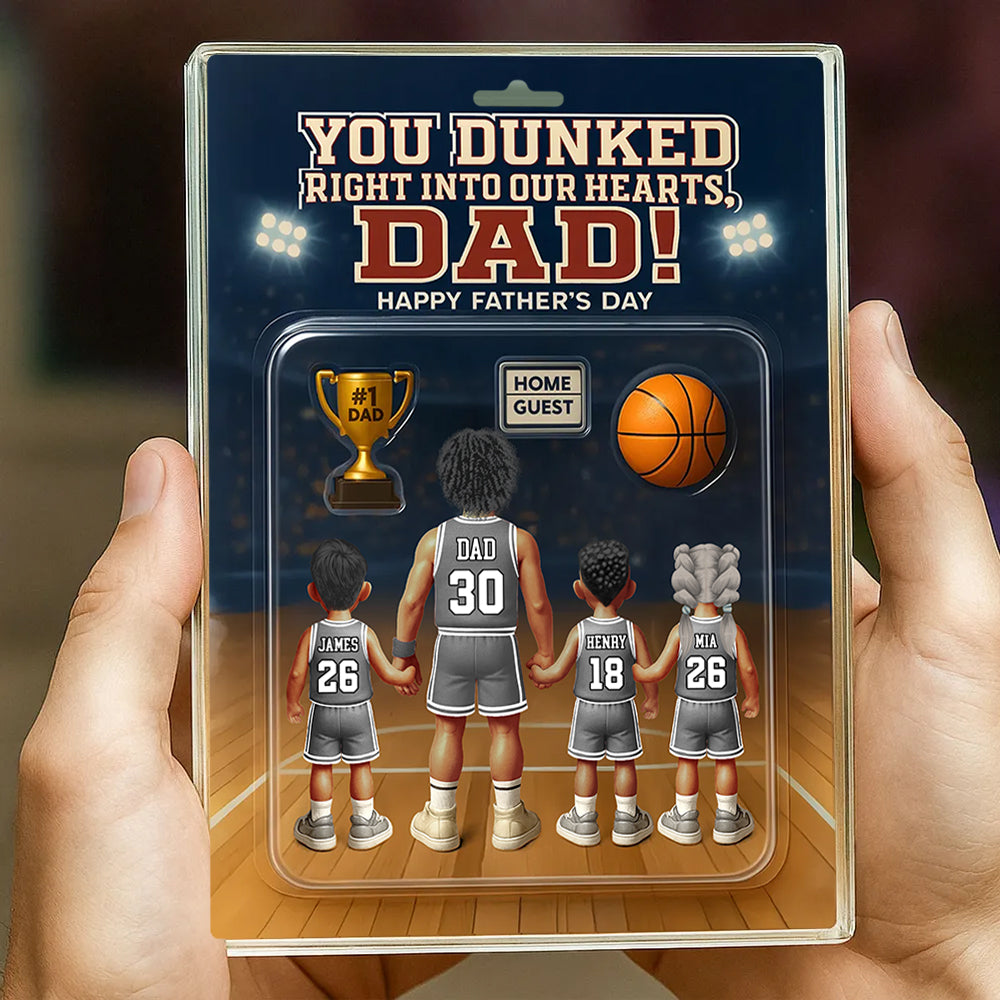 You Dunked Right Into My Heart Dad, Basketball Custom Figure Personalized Acrylic Block Plaque, Gift For Dad A2110 Hv01