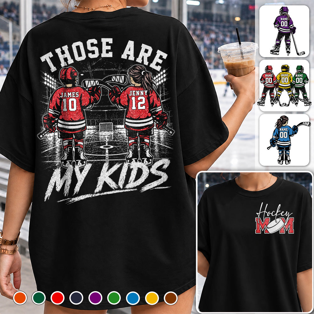 Personalized  Ice Hockey Mom Shirt, Custom Those Are My Boys T-Shirt, Team Name & Player Number Tee, Ice Hockey Mom Gift Na02 Hv01