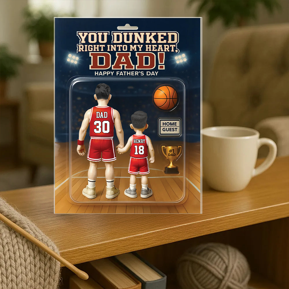 You Dunked Right Into My Heart Dad, Basketball Custom Figure Personalized Acrylic Block Plaque, Gift For Dad A2110 Hv01