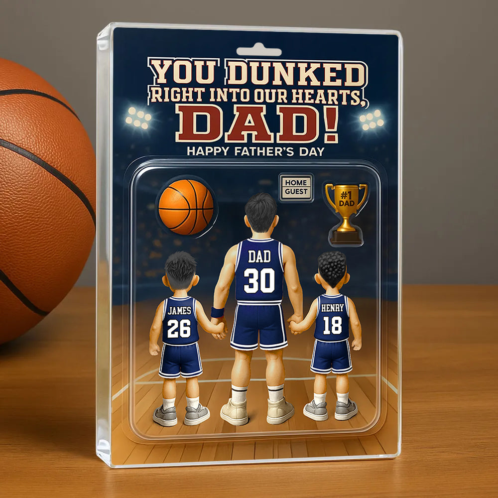 You Dunked Right Into My Heart Dad, Basketball Custom Figure Personalized Acrylic Block Plaque, Gift For Dad A2110 Hv01