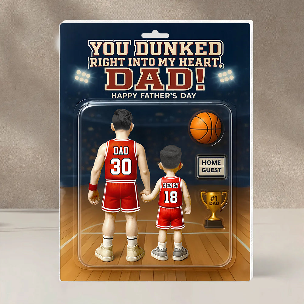 You Dunked Right Into My Heart Dad, Basketball Custom Figure Personalized Acrylic Block Plaque, Gift For Dad A2110 Hv01