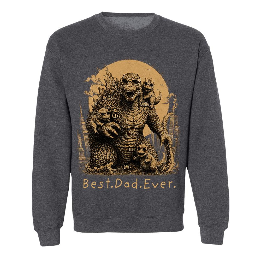 Best Dad Ever - Retro Vintage Godzilla Dad And Kids Daddy Protector - Personalized Shirt - Cool Father's Day Gift For Dad, Husband T1807 Nh00