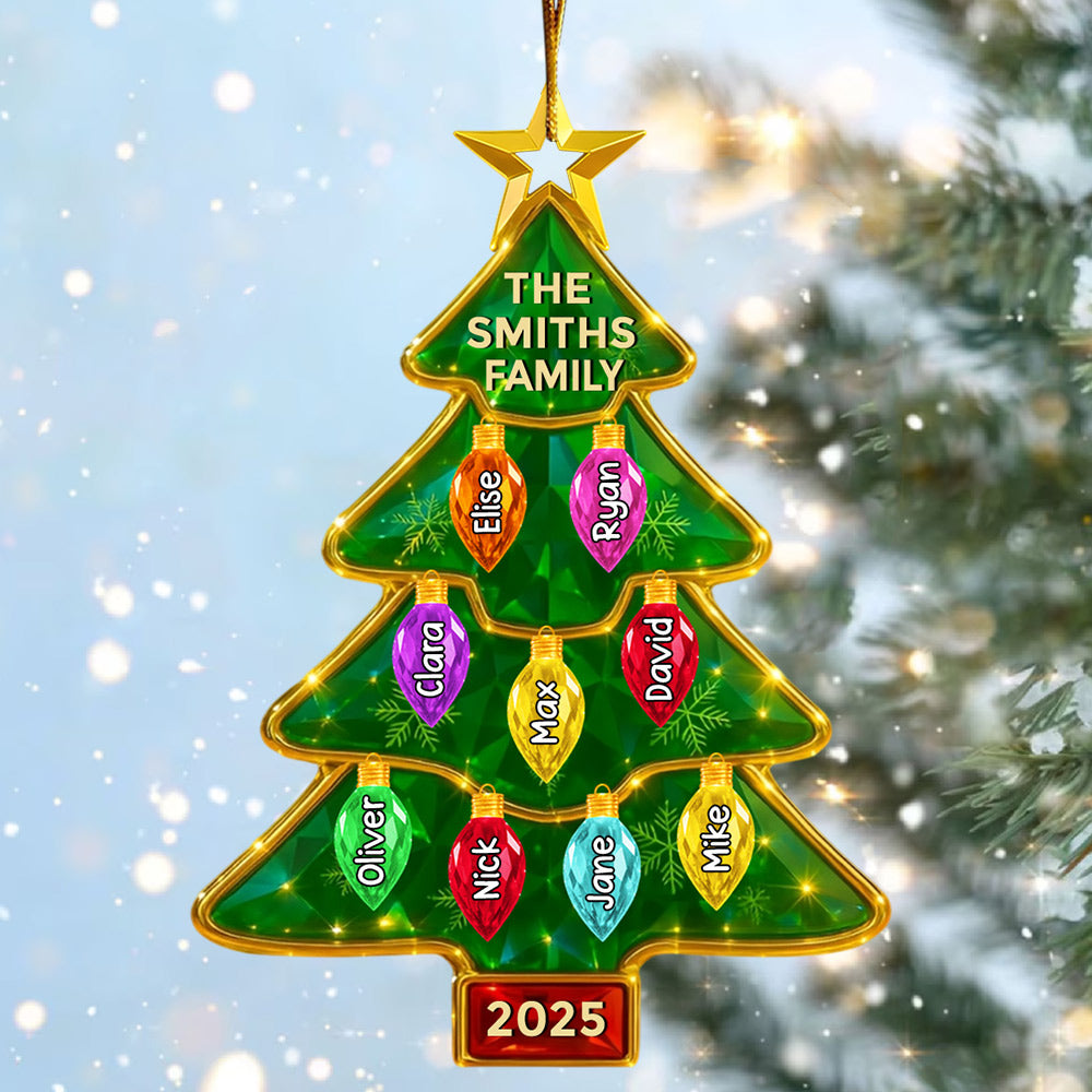 Family Light Up Christmas Tree Ornament Personalized Gifts For Family Tu24
