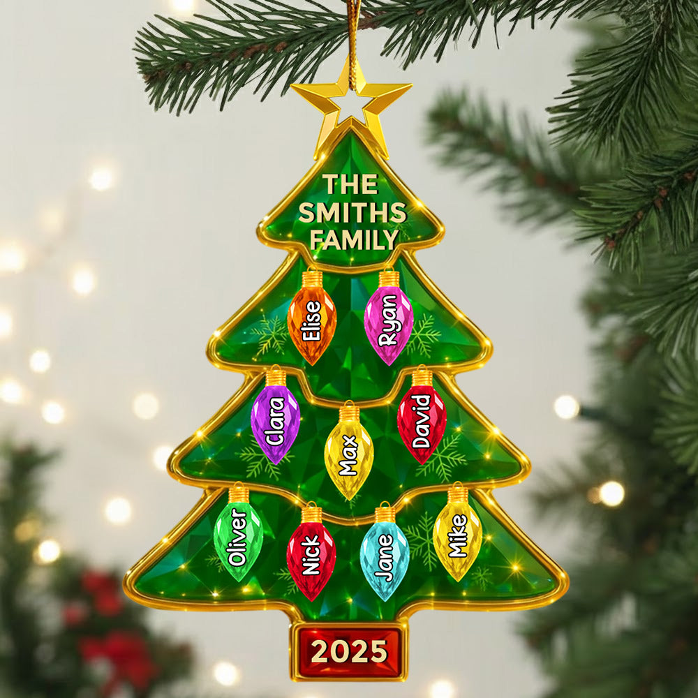 Family Light Up Christmas Tree Ornament Personalized Gifts For Family Tu24