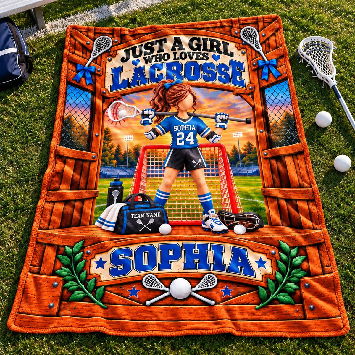 Just A Girl Who Loves Lacrosse, Personalized Lacrosse Blanket, Custom Player Name Gift, Gift For Lacrosse Players Lacrosse Lover T1807 Nh00 TL06