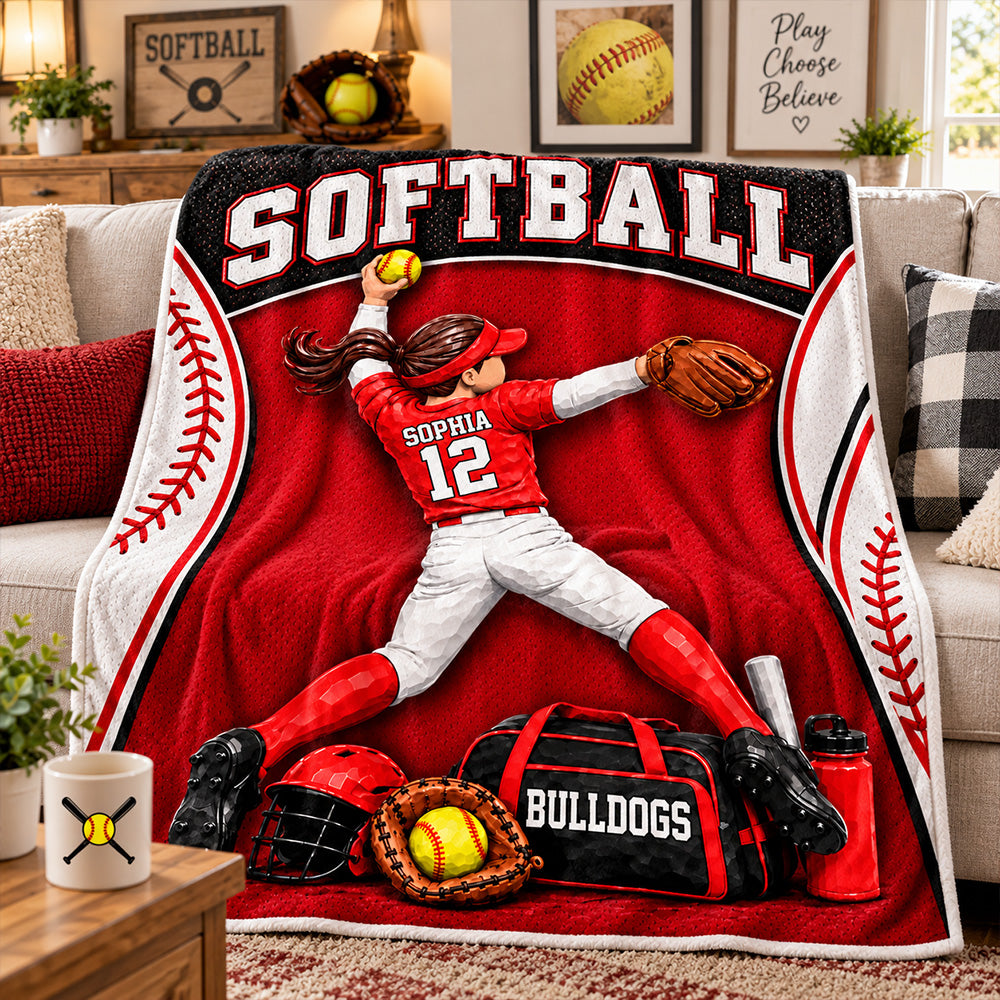Just A Girl Who Loves Softball - Personalized Blanket For Softball Lovers New C2408 T24 TL06