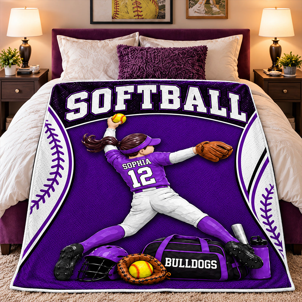 Just A Girl Who Loves Softball - Personalized Blanket For Softball Lovers New C2408 T24 TL06
