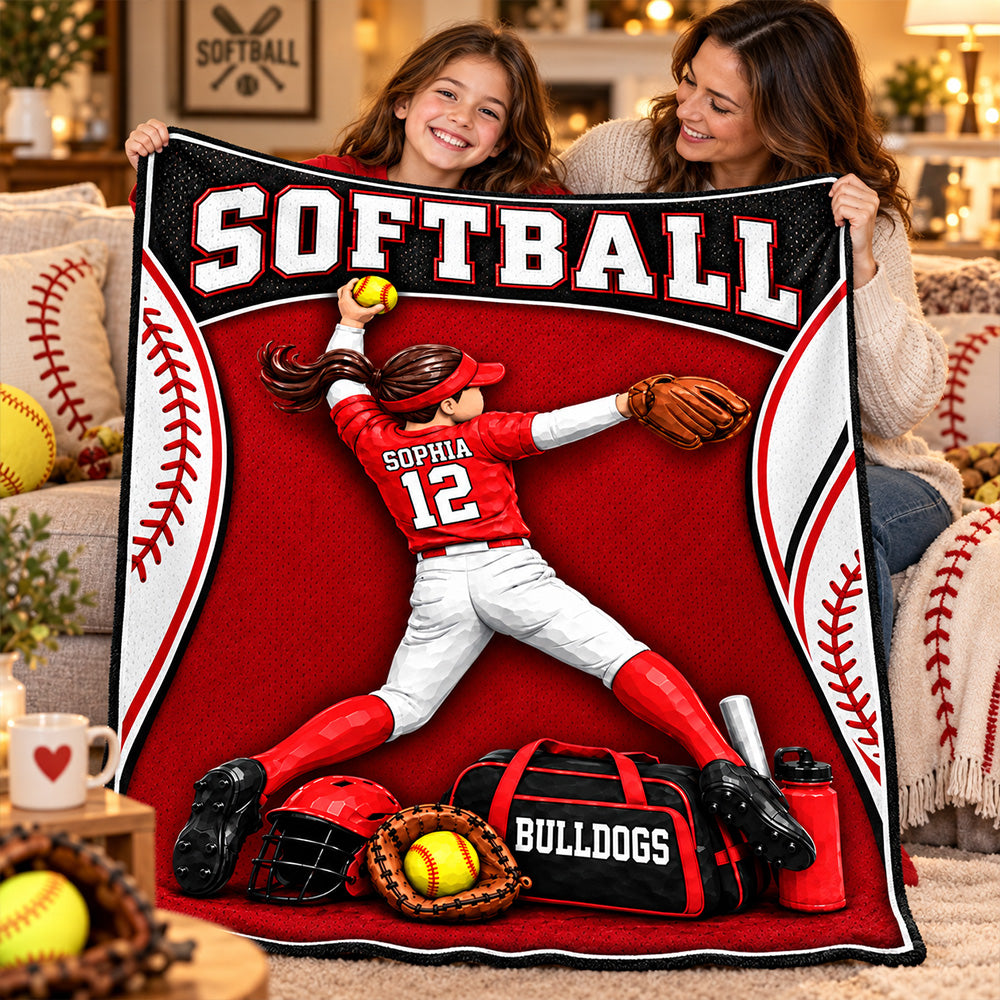 Just A Girl Who Loves Softball - Personalized Blanket For Softball Lovers New C2408 T24 TL06
