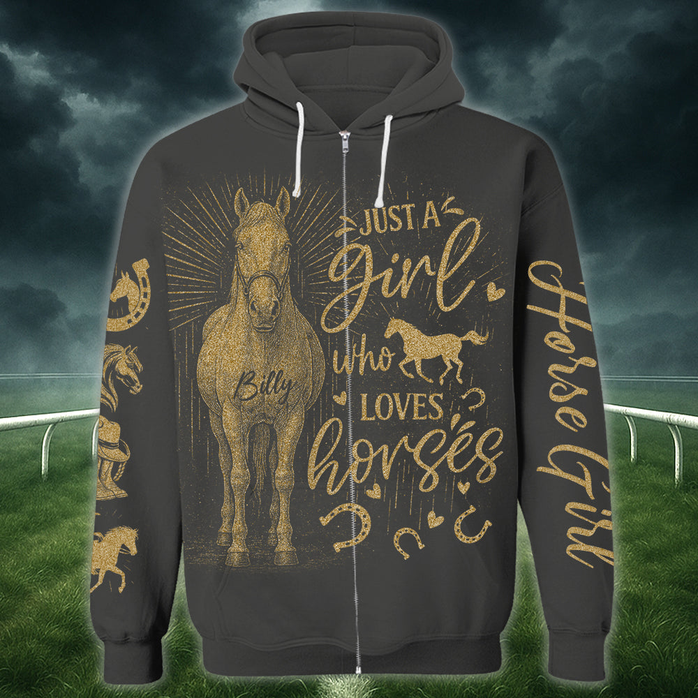 Personalized Bleach Style Horse Shirt – Just a Girl Who Loves Horses | Gift for Horse Lovers, Horse Mom Gift Tu24
