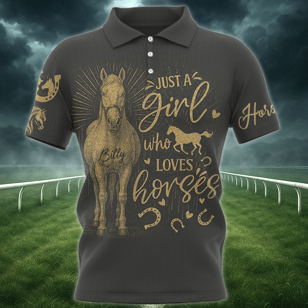 Personalized Bleach Style Horse Shirt – Just a Girl Who Loves Horses | Gift for Horse Lovers, Horse Mom Gift Tu24