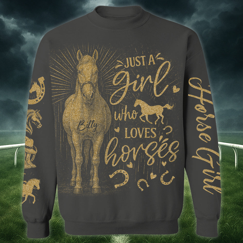 Personalized Bleach Style Horse Shirt – Just a Girl Who Loves Horses | Gift for Horse Lovers, Horse Mom Gift Tu24