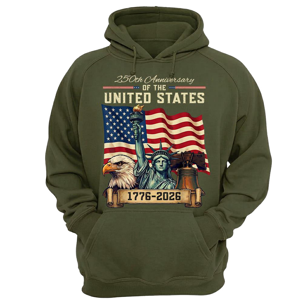 USA 250th Anniversary Flag T-Shirt, Patriotic 4th of July Independence Day Tee Hv01