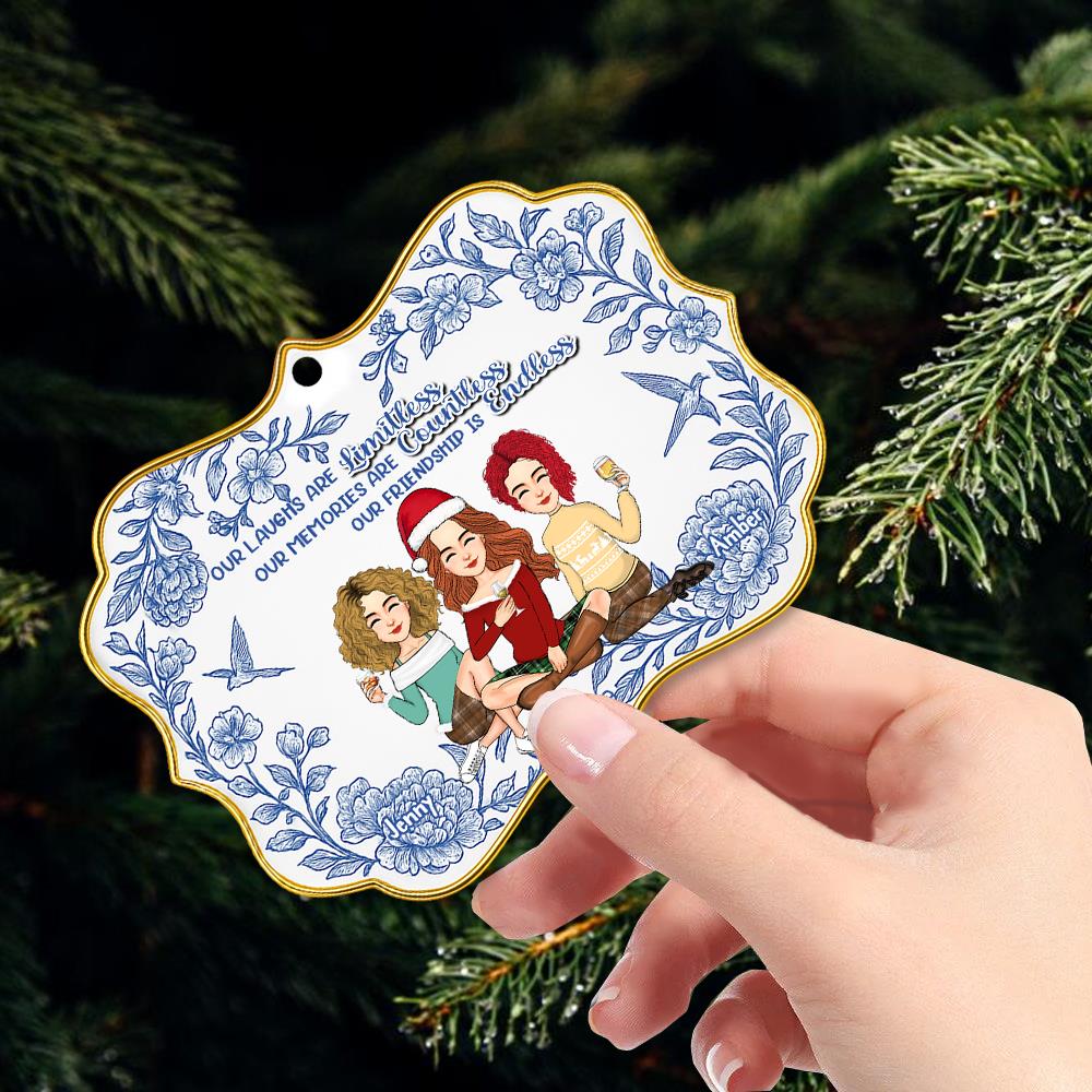 Let The Good Times Roll - Bestie Personalized Toile De Jouy Style  Acrylic Ornament - Christmas Gift For Best Friends, BFF, Sisters Nh00